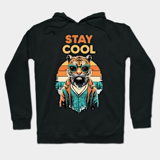 Stay Cool Funny Hip Tiger With Sunglasses Retro Design Hoodie